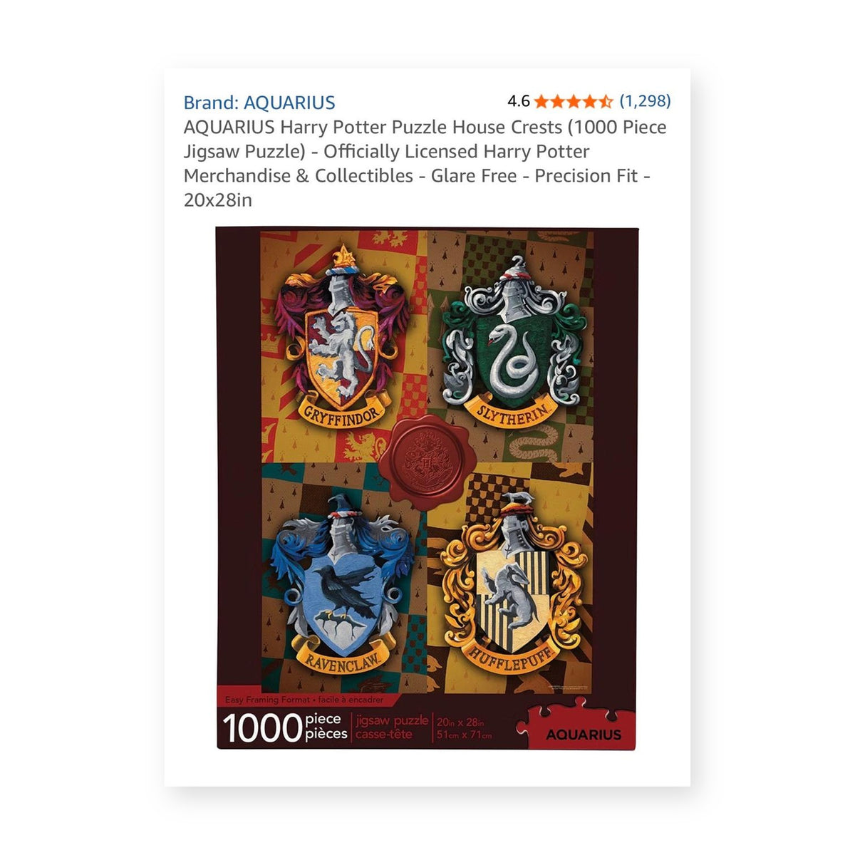 Harry Potter Hogwarts Houses Puzzle